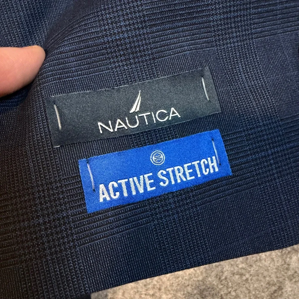 Nautica Mens 44R Modern Fit Active Stretch Blazer Gaff Blue Plaid NA00055